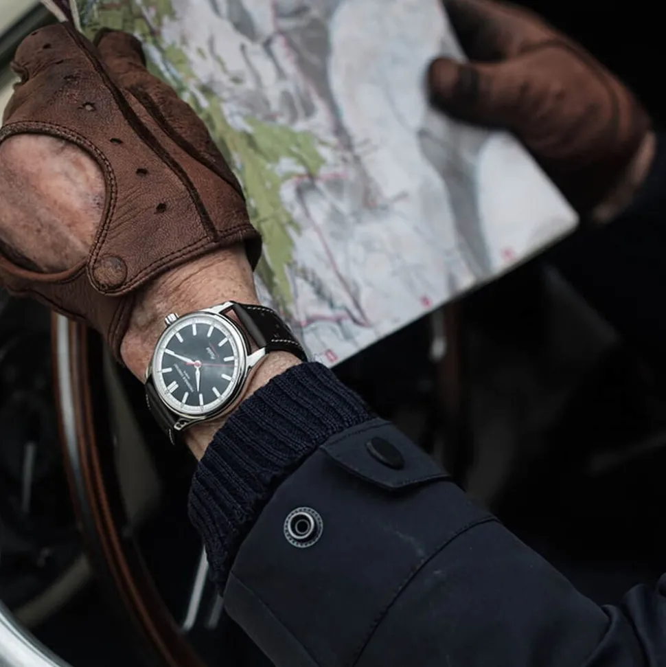Frederique Constant Vintage Rally Healy 40mm Green Dial Brown Leather Strap Watch
