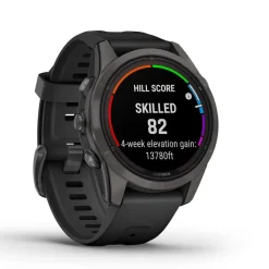 Garmin Fenix 7S Pro Sapphire Solar 42mm Carbon Grey Titanium Case Black Band Watch