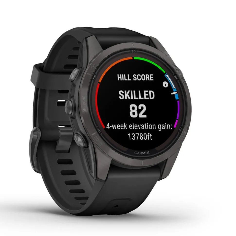 Garmin Fenix 7S Pro Sapphire Solar 42mm Carbon Grey Titanium Case Black Band Watch