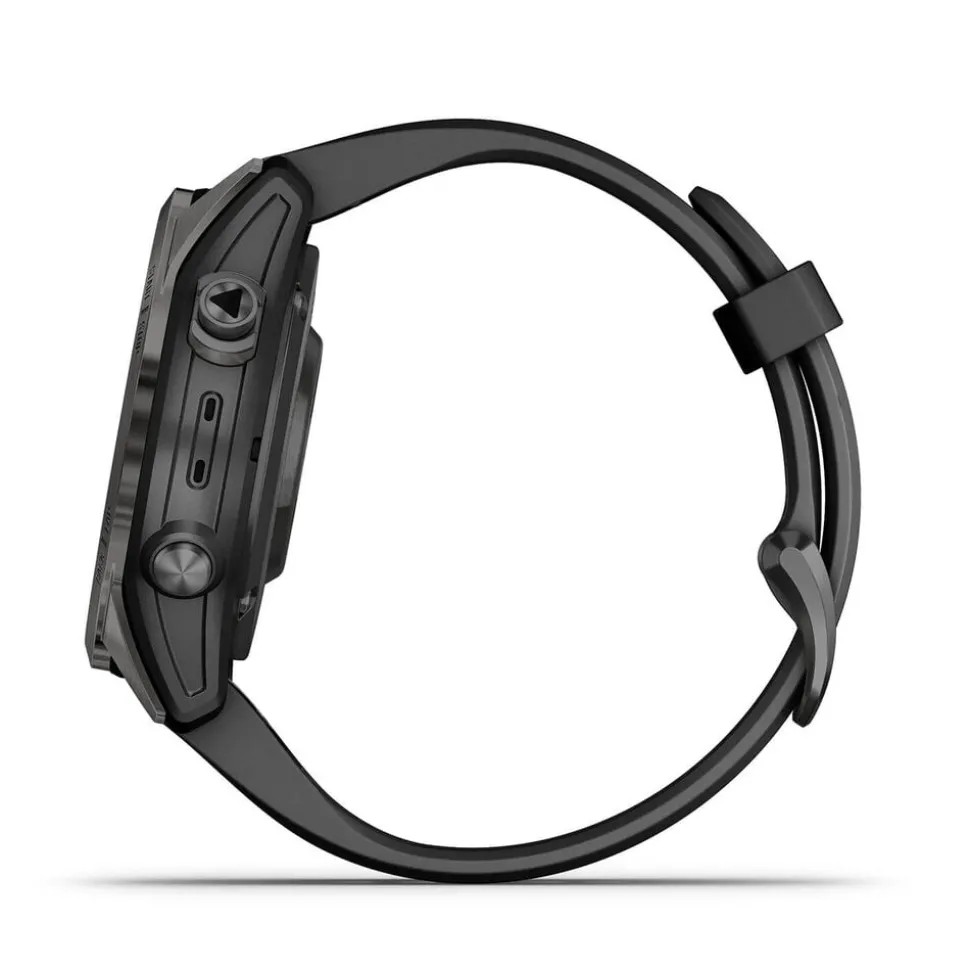 Garmin Fenix 7S Pro Sapphire Solar 42mm Carbon Grey Titanium Case Black Band Watch