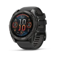 Garmin fenix® 8 AMOLED 51mm Carbon Grey DLC Titanium Case Black Pebble Grey Silicon Strap Watch