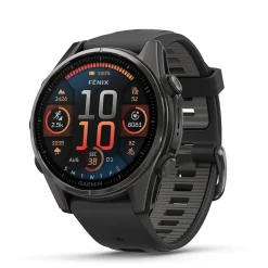 Garmin fenix® 8 AMOLED 43mm Carbon Grey DLC Titanium Case Black Pebble Grey Silicon Strap Watch