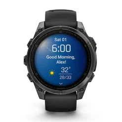 Garmin fenix&reg; 8 AMOLED 47mm Carbon Grey DLC Titanium Case Black Pebble Grey Silicon Strap Watch