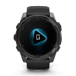 Garmin fenix® 8 AMOLED 51mm Carbon Grey DLC Titanium Case Black Pebble Grey Silicon Strap Watch