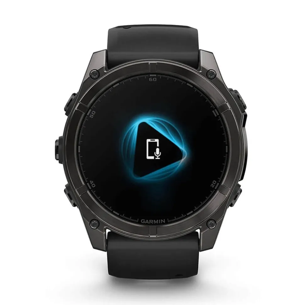 Garmin fenix® 8 AMOLED 51mm Carbon Grey DLC Titanium Case Black Pebble Grey Silicon Strap Watch