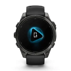 Garmin fenix&reg; 8 AMOLED 47mm Carbon Grey DLC Titanium Case Black Pebble Grey Silicon Strap Watch