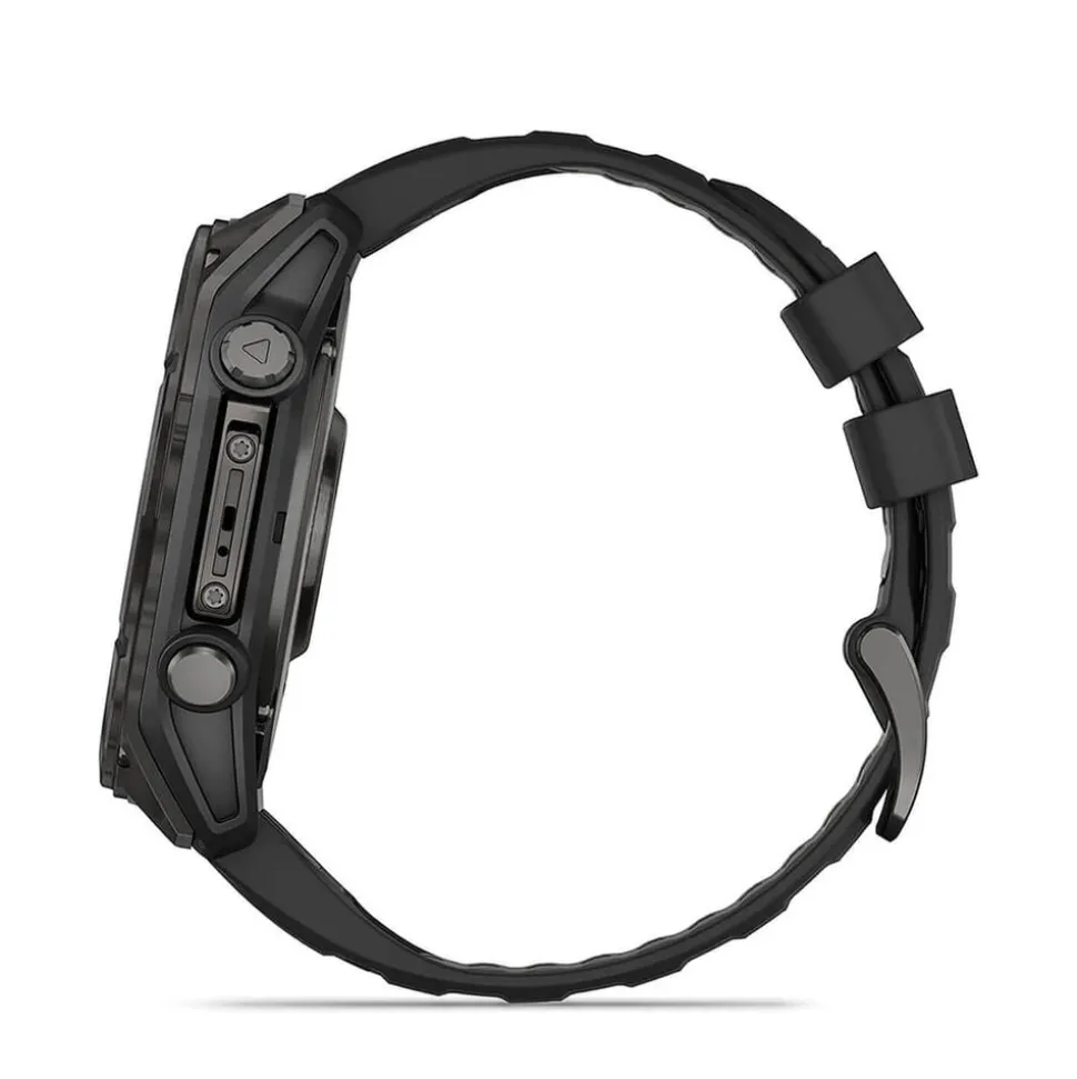 Garmin fenix® 8 AMOLED 51mm Carbon Grey DLC Titanium Case Black Pebble Grey Silicon Strap Watch