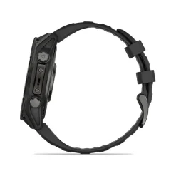 Garmin fenix&reg; 8 AMOLED 47mm Carbon Grey DLC Titanium Case Black Pebble Grey Silicon Strap Watch