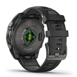 Garmin fenix&reg; 8 AMOLED 47mm Carbon Grey DLC Titanium Case Black Pebble Grey Silicon Strap Watch