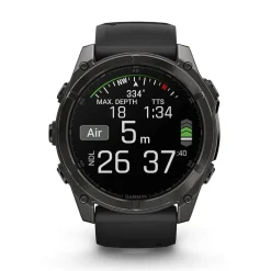 Garmin fenix® 8 AMOLED 51mm Carbon Grey DLC Titanium Case Black Pebble Grey Silicon Strap Watch