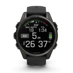 Garmin fenix&reg; 8 AMOLED 43mm Carbon Grey DLC Titanium Case Black Pebble Grey Silicon Strap Watch