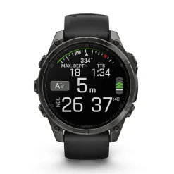 Garmin fenix&reg; 8 AMOLED 47mm Carbon Grey DLC Titanium Case Black Pebble Grey Silicon Strap Watch