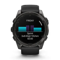 Garmin fenix® 8 AMOLED 51mm Carbon Grey DLC Titanium Case Black Pebble Grey Silicon Strap Watch