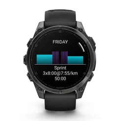 Garmin fenix&reg; 8 AMOLED 47mm Carbon Grey DLC Titanium Case Black Pebble Grey Silicon Strap Watch