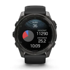 Garmin fenix® 8 AMOLED 51mm Carbon Grey DLC Titanium Case Black Pebble Grey Silicon Strap Watch