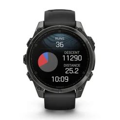 Garmin fenix&reg; 8 AMOLED 47mm Carbon Grey DLC Titanium Case Black Pebble Grey Silicon Strap Watch