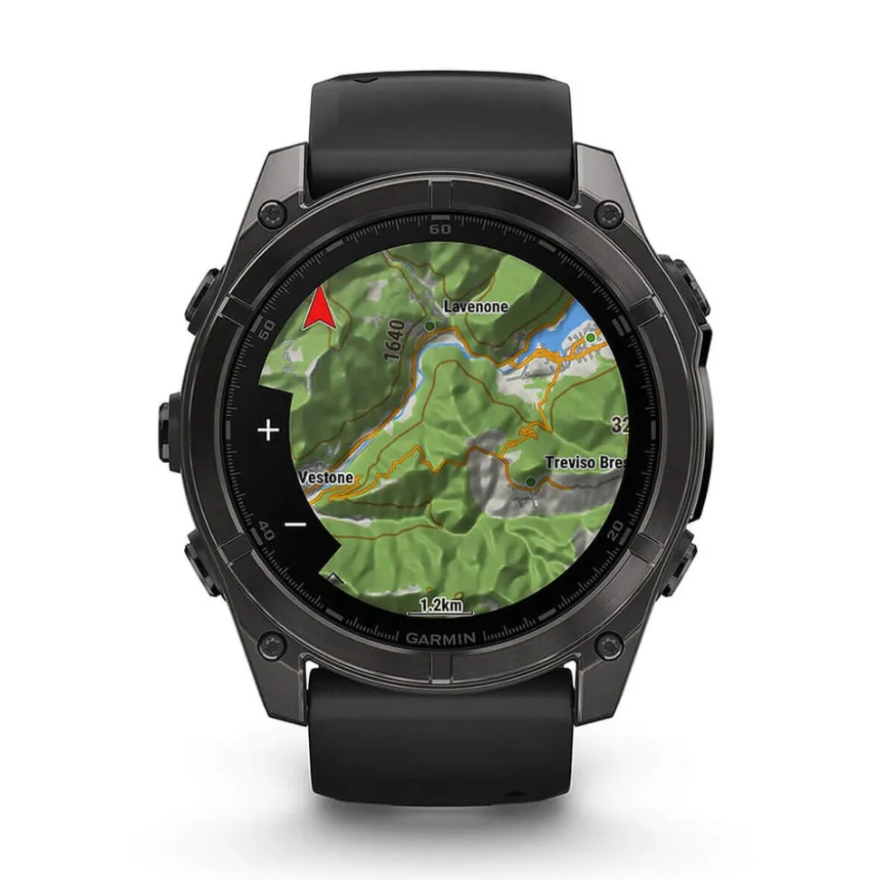 Garmin fenix® 8 AMOLED 51mm Carbon Grey DLC Titanium Case Black Pebble Grey Silicon Strap Watch