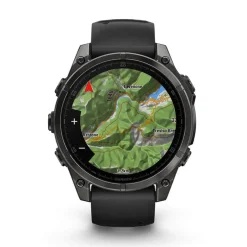 Garmin fenix&reg; 8 AMOLED 47mm Carbon Grey DLC Titanium Case Black Pebble Grey Silicon Strap Watch