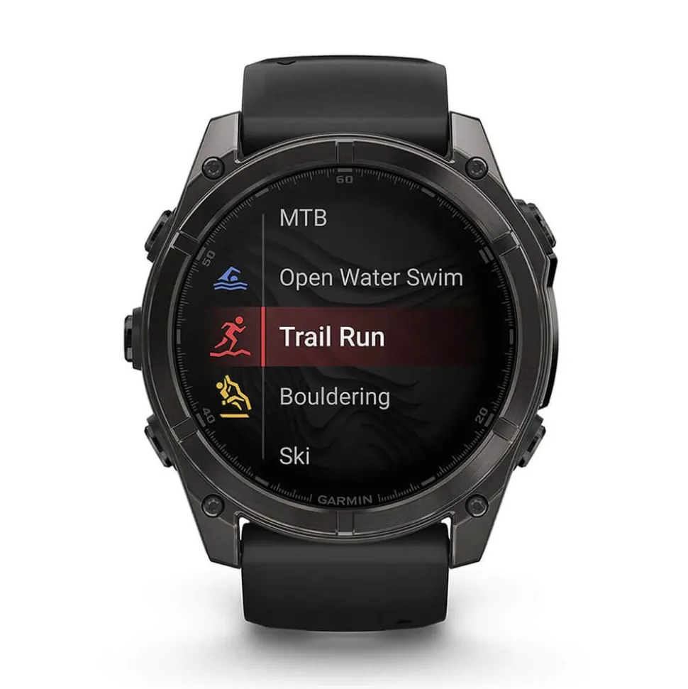 Garmin fenix® 8 AMOLED 51mm Carbon Grey DLC Titanium Case Black Pebble Grey Silicon Strap Watch