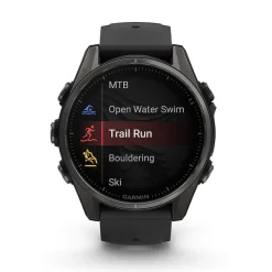 Garmin fenix&reg; 8 AMOLED 43mm Carbon Grey DLC Titanium Case Black Pebble Grey Silicon Strap Watch