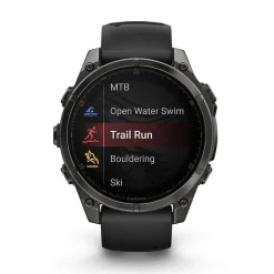 Garmin fenix&reg; 8 AMOLED 47mm Carbon Grey DLC Titanium Case Black Pebble Grey Silicon Strap Watch