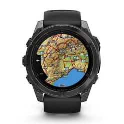 Garmin fenix® 8 AMOLED 51mm Carbon Grey DLC Titanium Case Black Pebble Grey Silicon Strap Watch