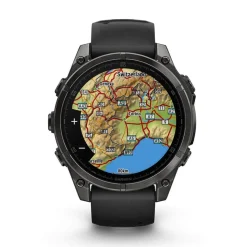 Garmin fenix&reg; 8 AMOLED 47mm Carbon Grey DLC Titanium Case Black Pebble Grey Silicon Strap Watch