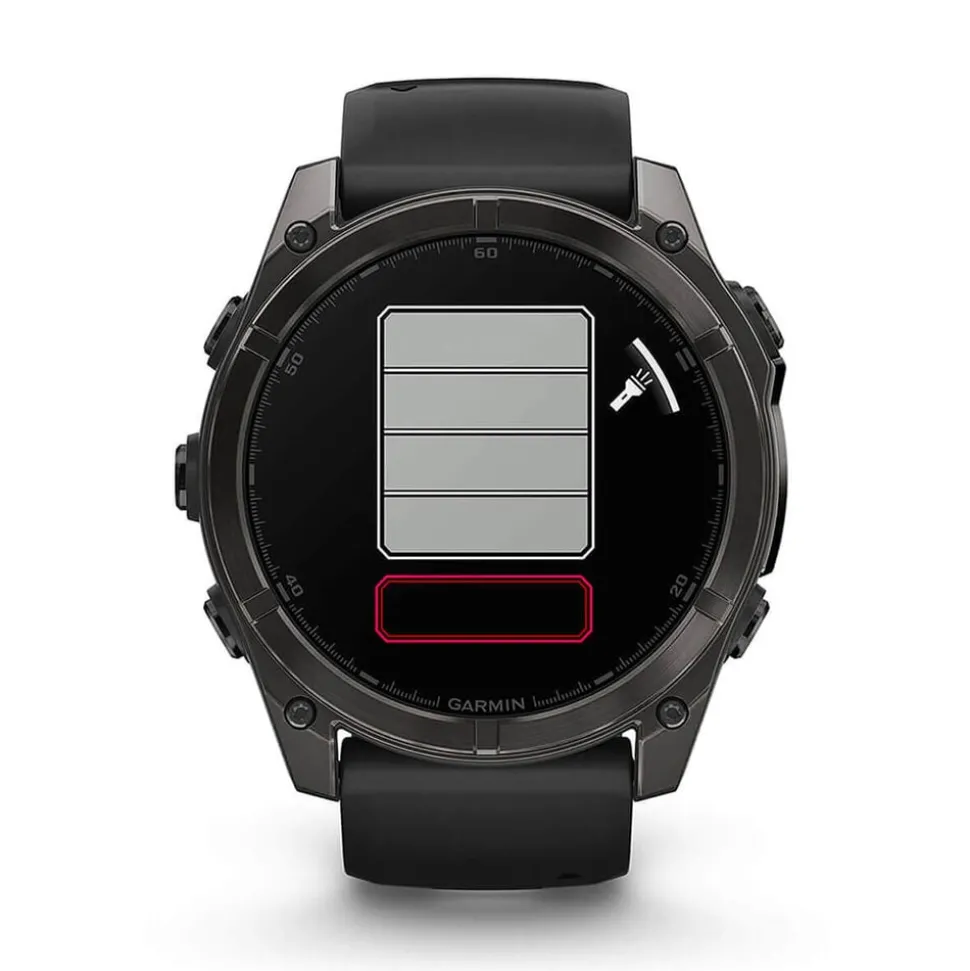 Garmin fenix® 8 AMOLED 51mm Carbon Grey DLC Titanium Case Black Pebble Grey Silicon Strap Watch