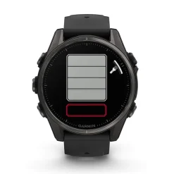 Garmin fenix&reg; 8 AMOLED 43mm Carbon Grey DLC Titanium Case Black Pebble Grey Silicon Strap Watch