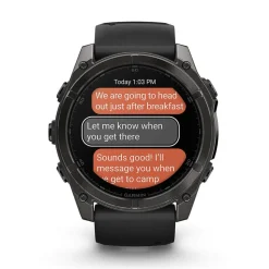 Garmin fenix® 8 AMOLED 51mm Carbon Grey DLC Titanium Case Black Pebble Grey Silicon Strap Watch