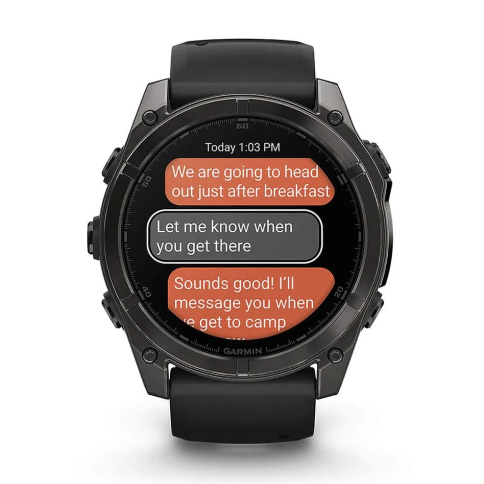 Garmin fenix® 8 AMOLED 51mm Carbon Grey DLC Titanium Case Black Pebble Grey Silicon Strap Watch