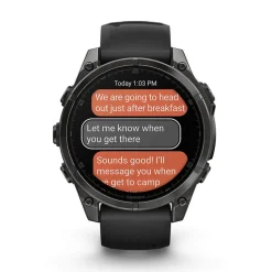 Garmin fenix&reg; 8 AMOLED 47mm Carbon Grey DLC Titanium Case Black Pebble Grey Silicon Strap Watch