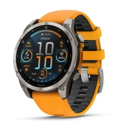 Garmin fenix&reg; 8 AMOLED Sapphire 47mm Titanium Case Spark Orange Graphite Silicon Strap Watch