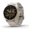 Garmin fenix&reg; 8 AMOLED Sapphire 43mm Soft Gold Case Limestone Leather Strap Watch