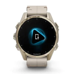 Garmin fenix&reg; 8 AMOLED Sapphire 43mm Soft Gold Case Limestone Leather Strap Watch