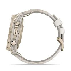 Garmin fenix&reg; 8 AMOLED Sapphire 43mm Soft Gold Case Limestone Leather Strap Watch