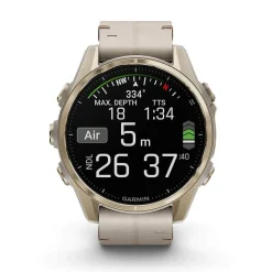 Garmin fenix&reg; 8 AMOLED Sapphire 43mm Soft Gold Case Limestone Leather Strap Watch
