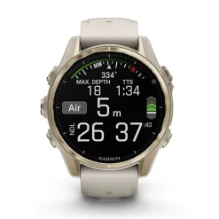 Garmin fenix&reg; 8 AMOLED Sapphire 43mm Soft Gold Case Fog Grey Dark Sandstone Silicon Strap Watch