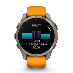 Garmin fenix&reg; 8 AMOLED Sapphire 47mm Titanium Case Spark Orange Graphite Silicon Strap Watch