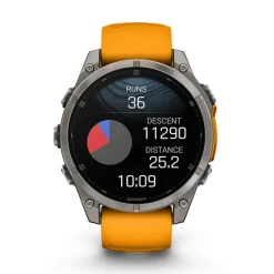 Garmin fenix&reg; 8 AMOLED Sapphire 47mm Titanium Case Spark Orange Graphite Silicon Strap Watch