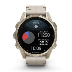 Garmin fenix&reg; 8 AMOLED Sapphire 43mm Soft Gold Case Limestone Leather Strap Watch
