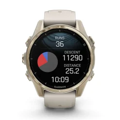 Garmin fenix&reg; 8 AMOLED Sapphire 43mm Soft Gold Case Fog Grey Dark Sandstone Silicon Strap Watch