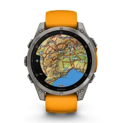 Garmin fenix&reg; 8 AMOLED Sapphire 47mm Titanium Case Spark Orange Graphite Silicon Strap Watch