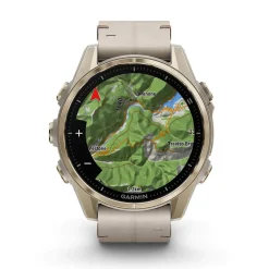 Garmin fenix&reg; 8 AMOLED Sapphire 43mm Soft Gold Case Limestone Leather Strap Watch
