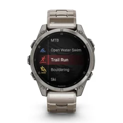 Garmin fenix&reg; 8 AMOLED Sapphire 47mm Titanium Case Vented Titanium Bracelet Watch