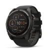 Garmin fenix&reg; 8 Solar 51mm Carbon Grey DLC Titanium Case Black Pebble Gray Silicon Strap Watch