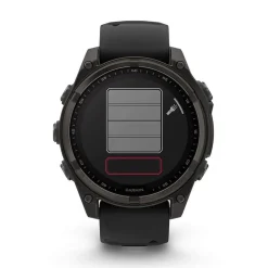 Garmin fenix® 8 Solar 47mm Carbon Grey DLC Titanium Case Black Pebble Gray Silicon Strap Watch