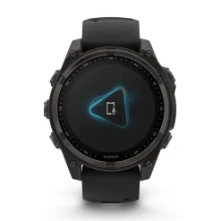 Garmin fenix® 8 Solar 47mm Carbon Grey DLC Titanium Case Black Pebble Gray Silicon Strap Watch