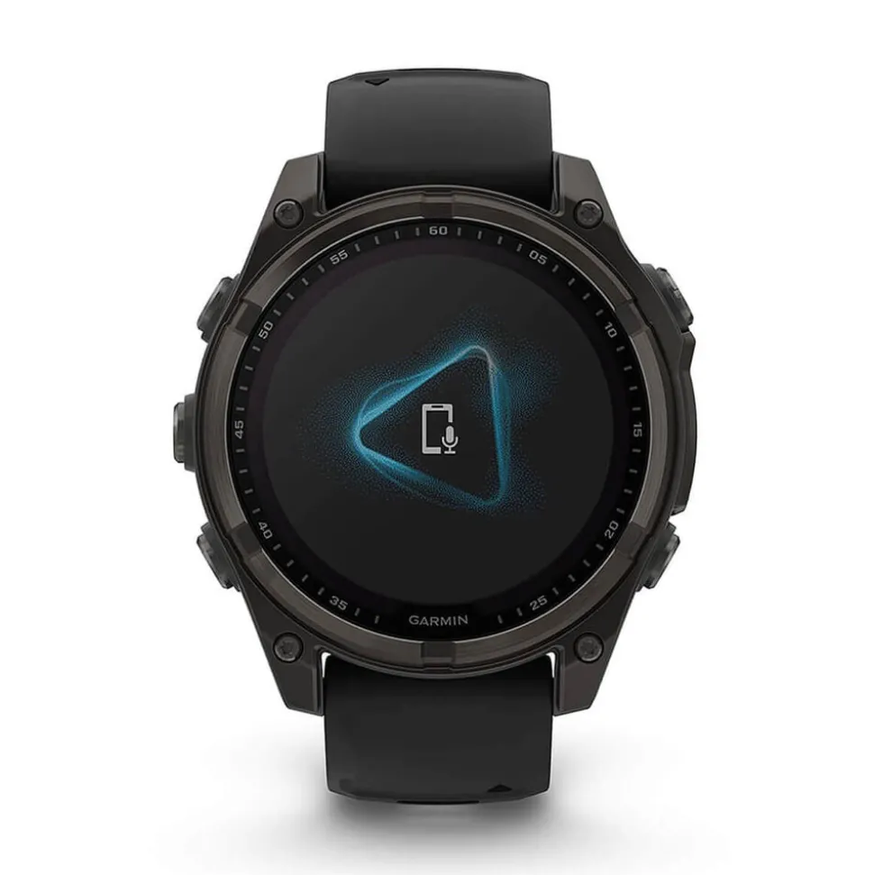 Garmin fenix® 8 Solar 47mm Carbon Grey DLC Titanium Case Black Pebble Gray Silicon Strap Watch