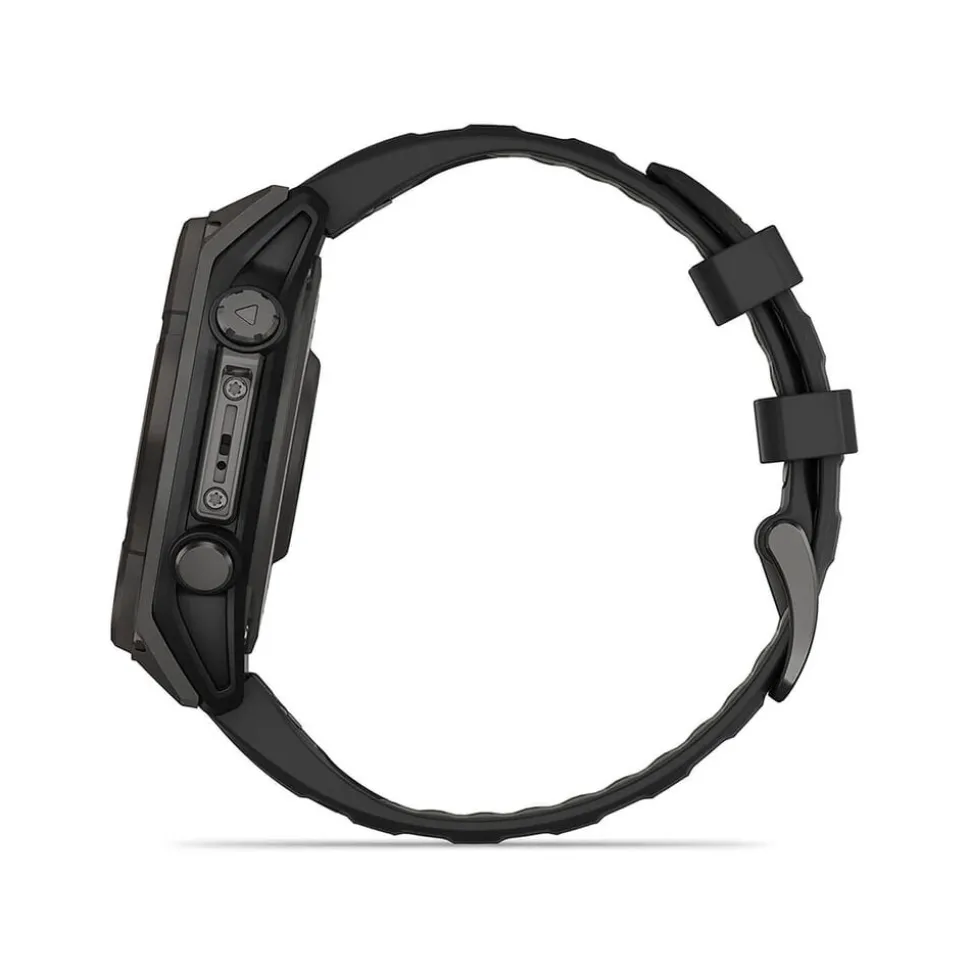 Garmin fenix® 8 Solar 47mm Carbon Grey DLC Titanium Case Black Pebble Gray Silicon Strap Watch